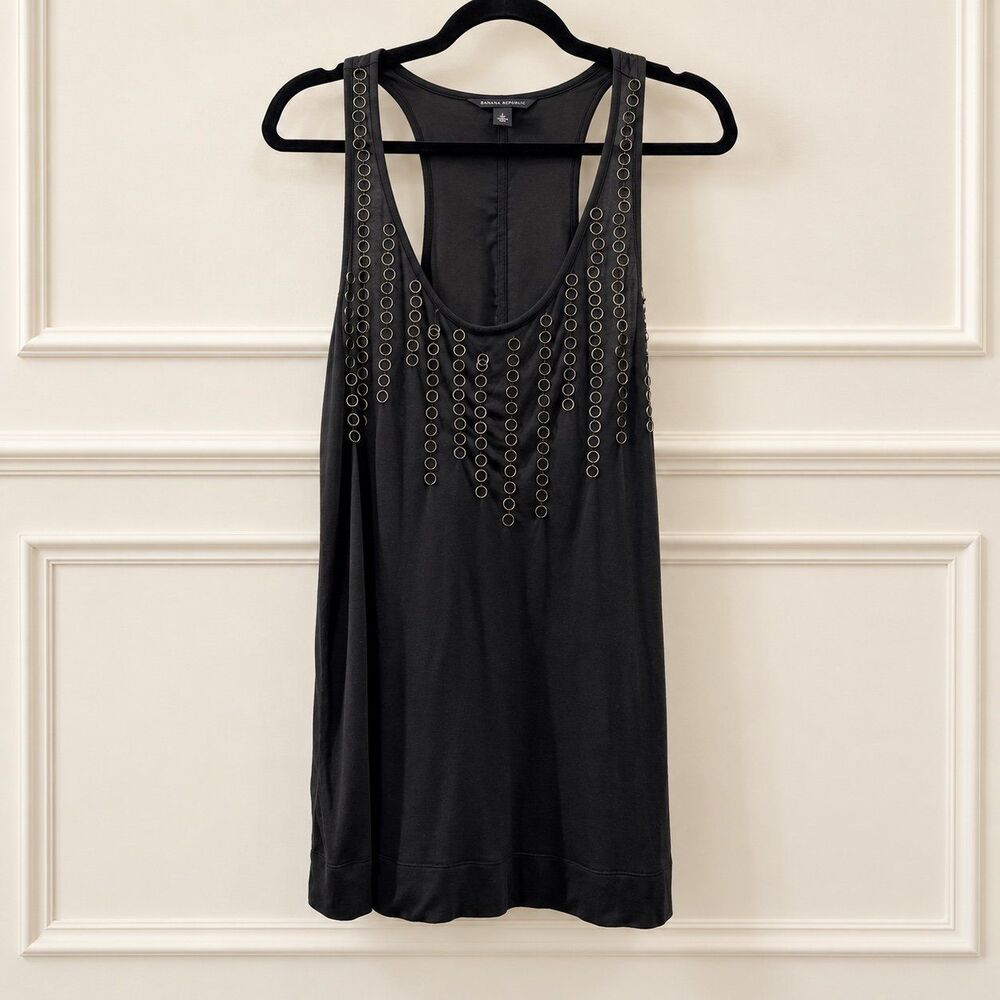 {Banana Republic} black ring-embellished racerback tank, M